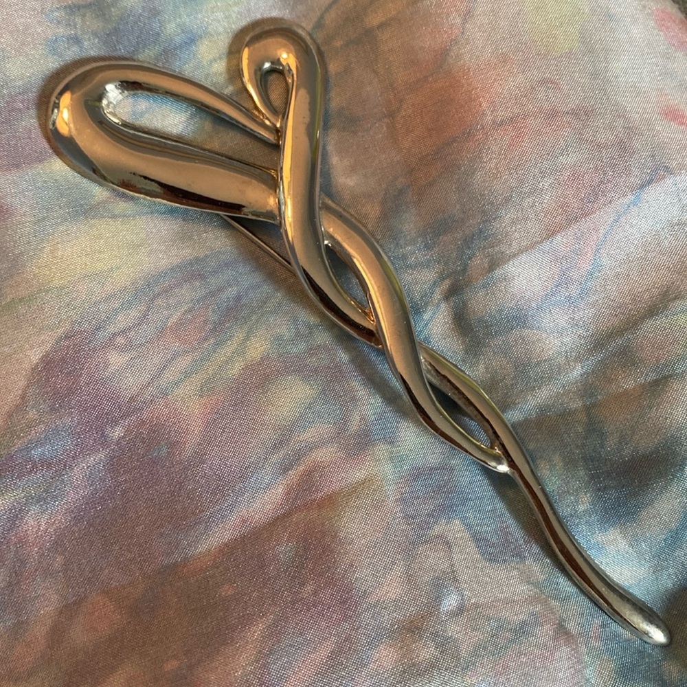 Large Silver Stylized Brooch